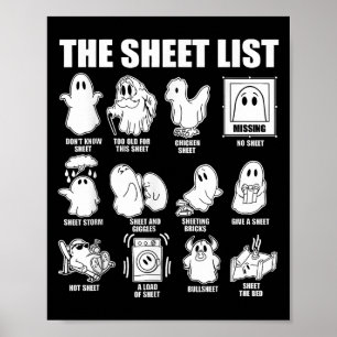 The Sheet List Funny Ghost Puns Halloween Costumes Poster