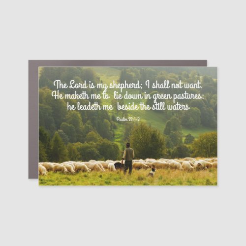 The Shepherd and His Sheep Psalm 23  Car Magnet