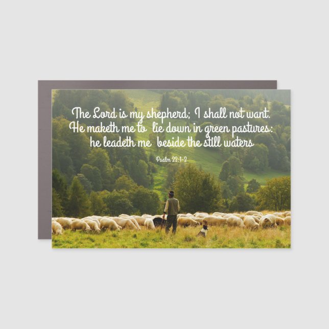 The Shepherd and His Sheep Psalm 23  Car Magnet (Front)