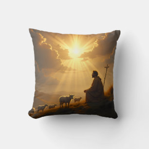 The Shepherd his Sheep and Light Throw Pillow