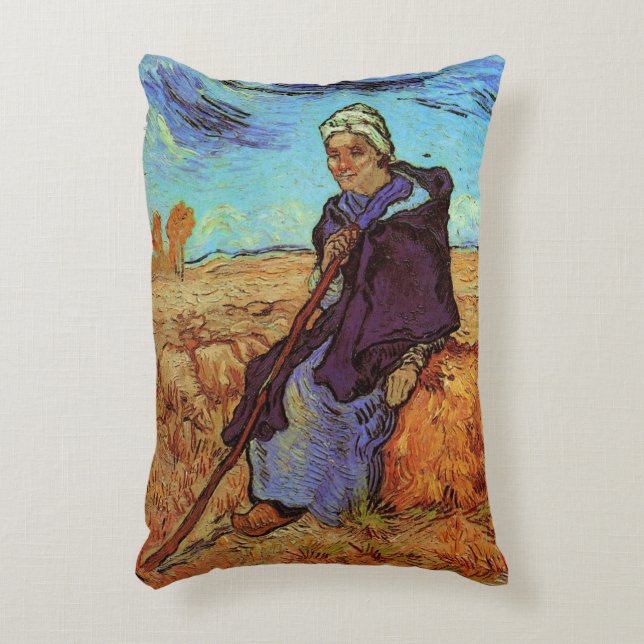 The Shepherdess (after Millet) by Vincent van Gogh Accent Pillow (Front(Vertical))
