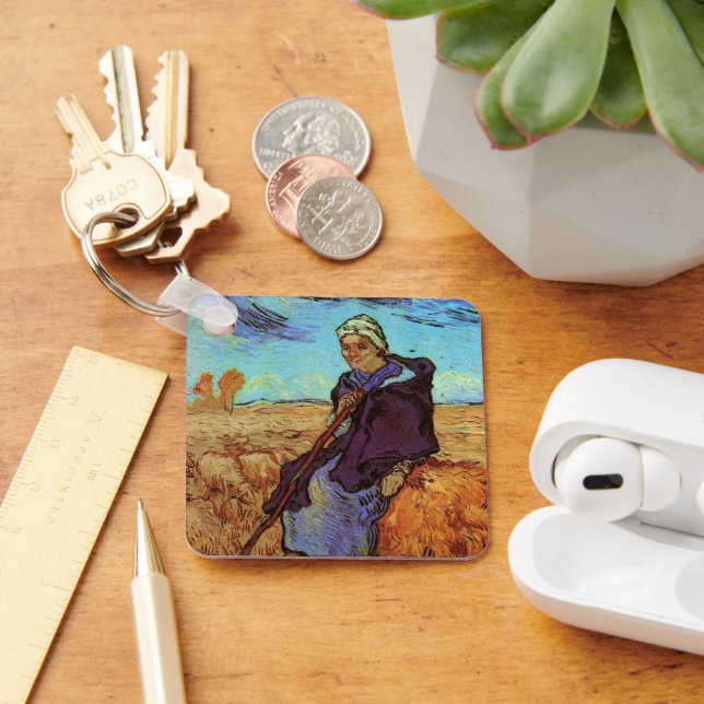 The Shepherdess (after Millet) by Vincent van Gogh Keychain (Desk)