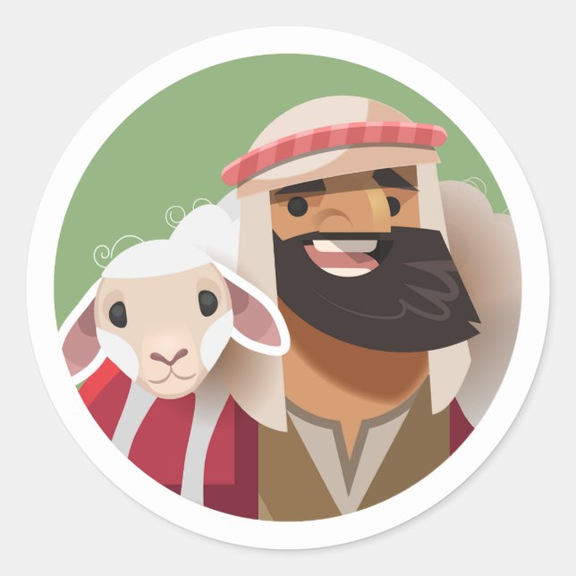 The Shepherd's Song Stickers: The Shepherd & Lamb Classic Round Sticker (Front)