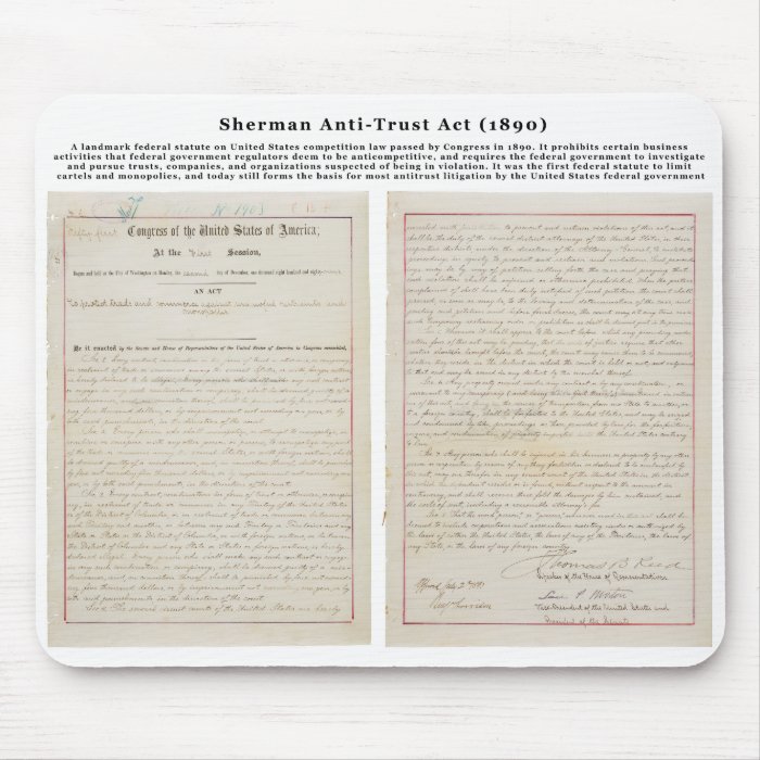 The Sherman Antitrust Act July 2 1890 Mousepad