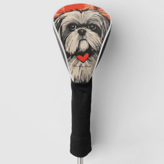 The Shih Tzu Dog, Red and Black 004 - Ulises Dalla Golf Head Cover