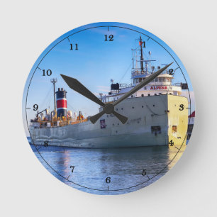 The Ship Alpena on Lake Superior Round Clock
