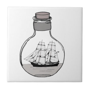 The ship in the glass bulb ceramic tile