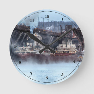 The Ship Philip R Clarke on Lake Superior Round Clock