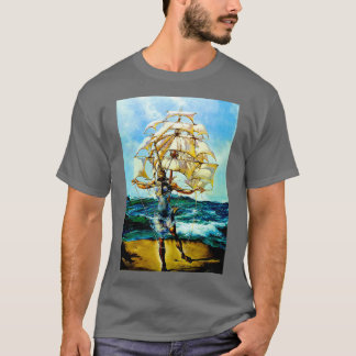 THE SHIP Vintage Abstract Fantasy Painting Print T-Shirt
