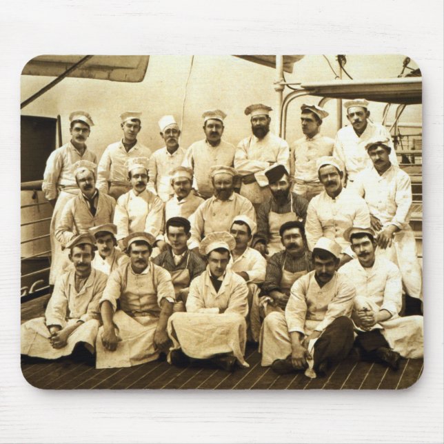 The ship's cooks aboard the R.M.S. Teutonic (b/w p Mouse Pad (Front)