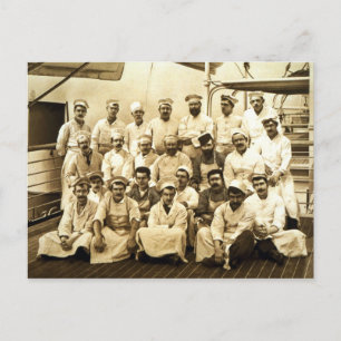 The ship's cooks aboard the R.M.S. Teutonic (b/w p Postcard