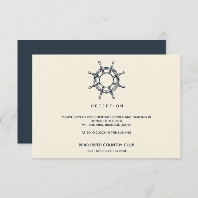 The  Ship's wheel | Wedding Reception Enclosure Invitation (Front/Back)
