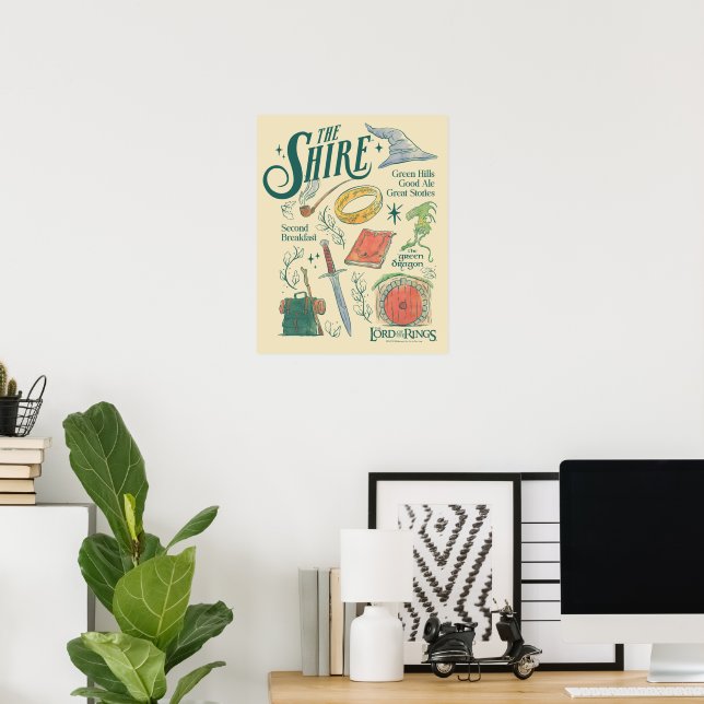 THE SHIRE™ Watercolor Collage Graphic Poster (Home Office)