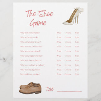 The Shoe Game - Bridal Shower Game Letterhead