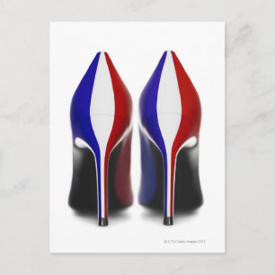 The shoes are women's high heeled shoes, also postcard