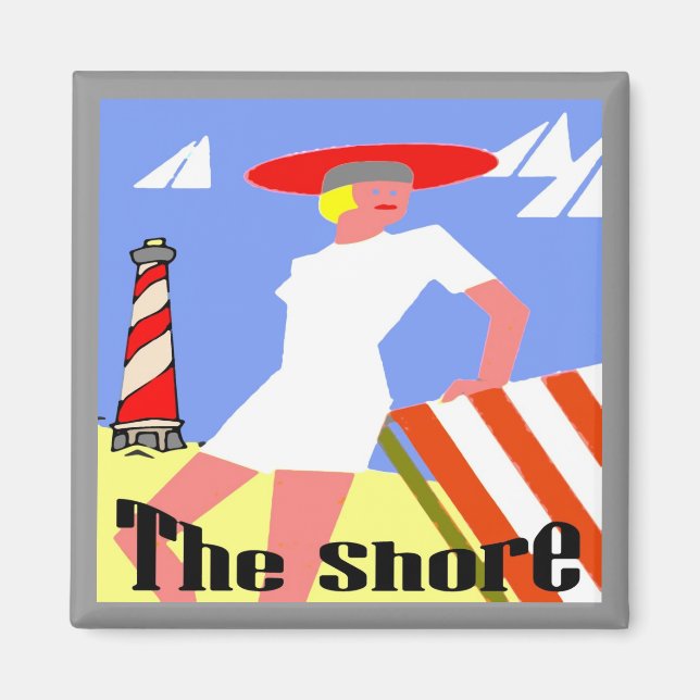 The Shore, Gal at Lighthouse Magnet (Front)