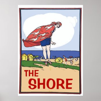 The Shore Vintage Style Poster by figstreetstudio at Zazzle