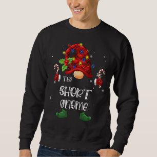 The Short Gnome Buffalo Plaid Christmas Tree Light Sweatshirt