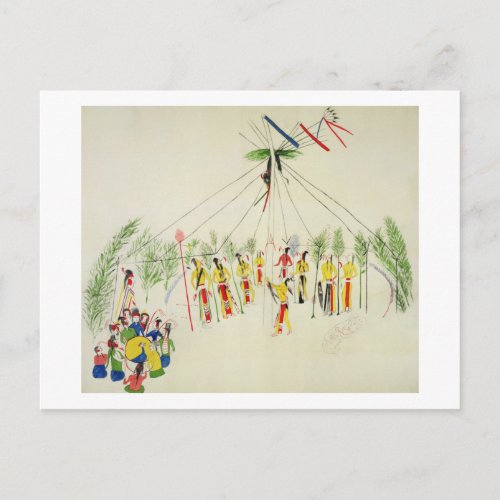 The Shoshone Sun Dance pigment on muslin Postcard
