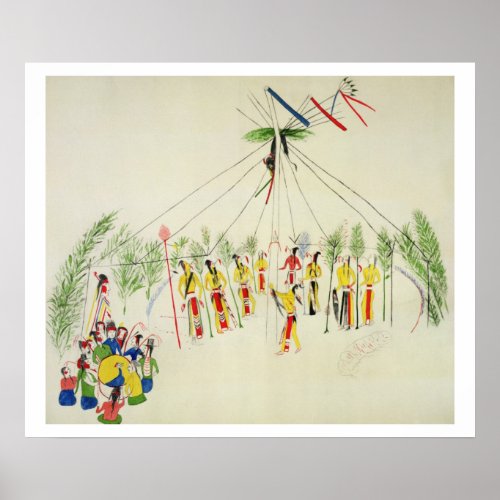 The Shoshone Sun Dance pigment on muslin Poster