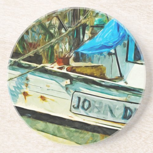 The Shrimp Boat John Drew Abstract Impressionism Coaster