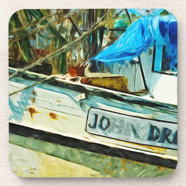 The Shrimp Boat John Drew Abstract Impressionism Drink Coaster (Front)