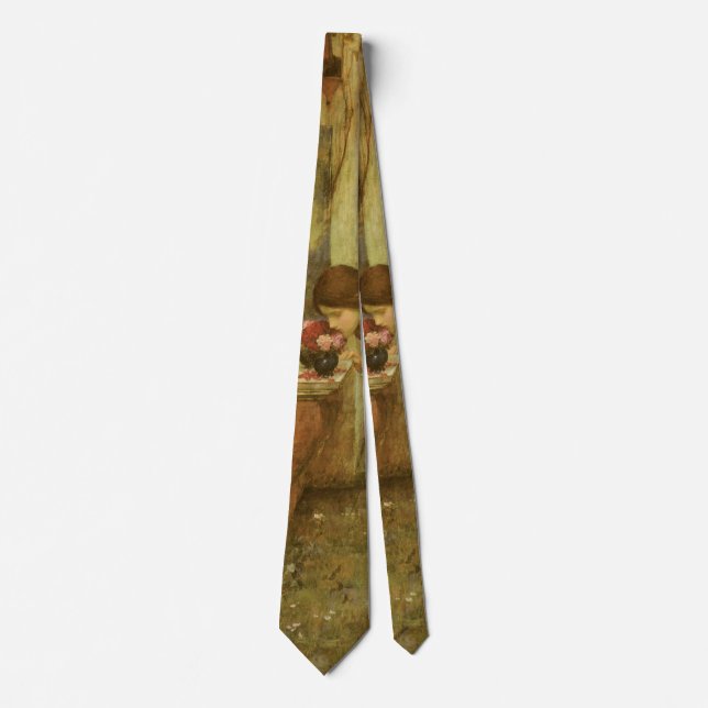 The Shrine by John William Waterhouse Neck Tie (Front)
