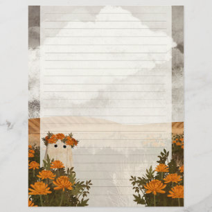 The Shy Chrysanthemum Ghost - Lined Letter paper