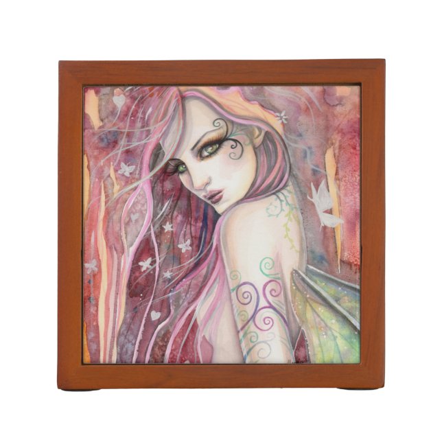 The Shy Flirt Fairy Modern Fantasy Art Pencil Holder (Back)