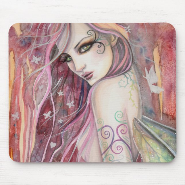 The Shy Flirt Modern Fairy Fantasy Art Mouse Pad (Front)