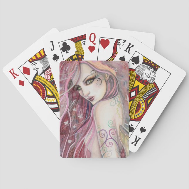 The Shy Flirt Modern Fairy Fantasy Art Poker Cards (Back)
