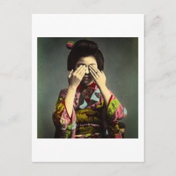The Shy Geisha Vintage Old Japan Hand Colored Postcard by scenesfromthepast at Zazzle