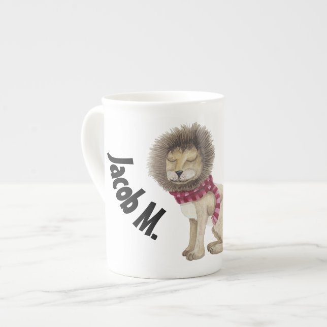 The Shy Lion Personalized Bone China Mug (Front Left)