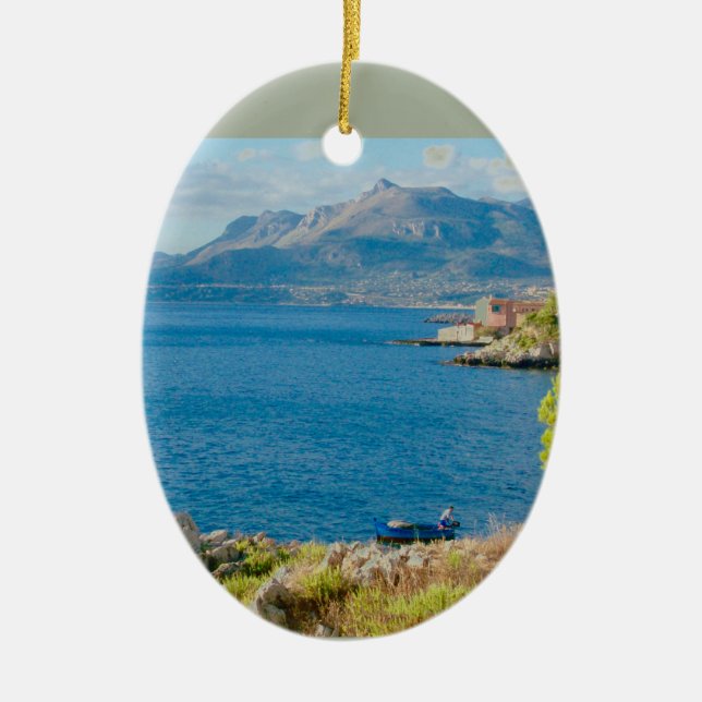 The Sicilian Fisherman Ceramic Ornament (Front)