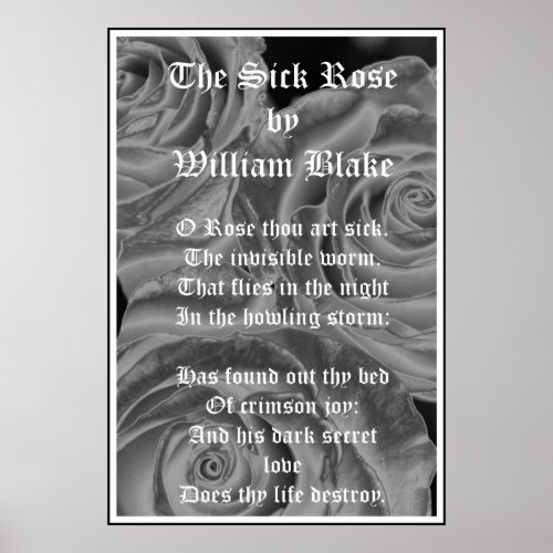 The Sick Rose William Blake Gothic Roses Poster
