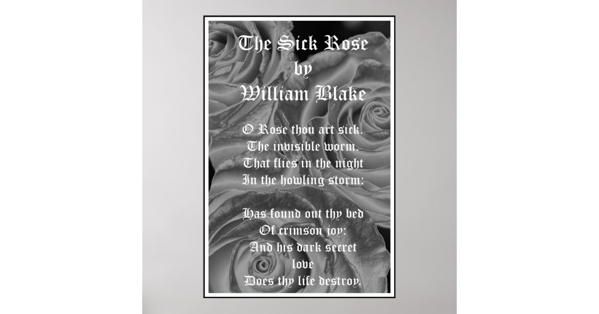 The Sick Rose William Blake Gothic Roses Poster Zazzle Com