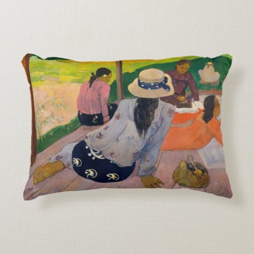 The Siesta by Paul Gauguin Tahitian Women Tahiti Accent Pillow