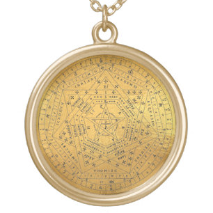The Sigil of Ameth God Seal Magic Symbols Protect Gold Plated Necklace