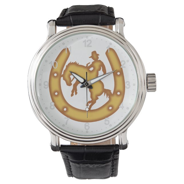 The sign with a cowboy and horseshoes watch (Front)