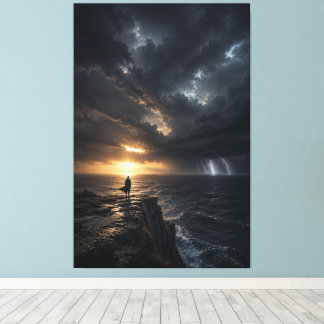 The Silence Before, Cinematic Storm Ocean Fine Art Canvas Print