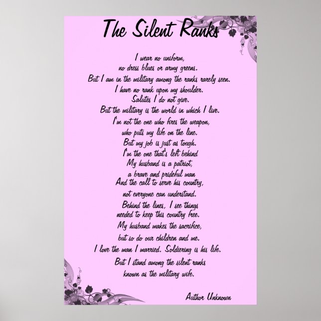 "The Silent Ranks" poem Poster (Front)