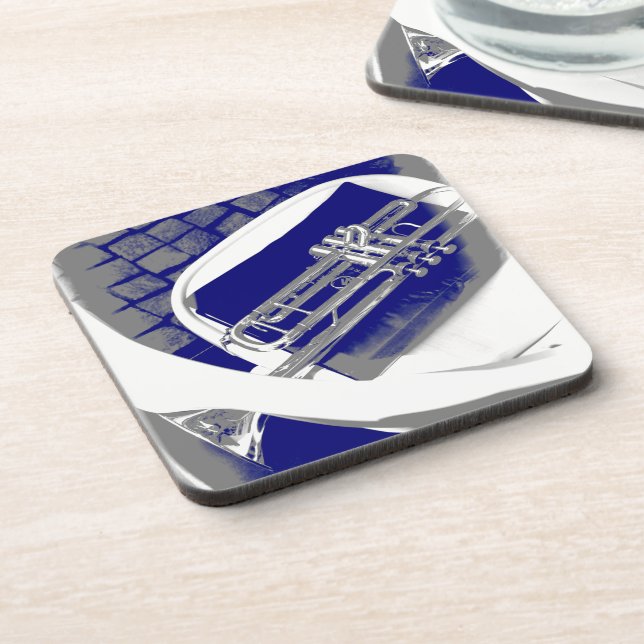 The silent trumpet beverage coaster (Left Side)