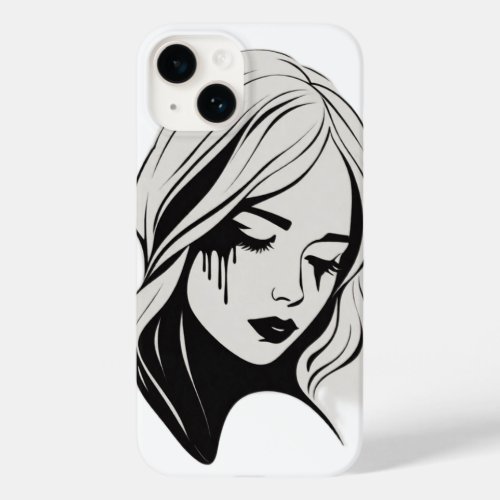 the silhouette of a woman shedding black tears Case_Mate iPhone 14 case