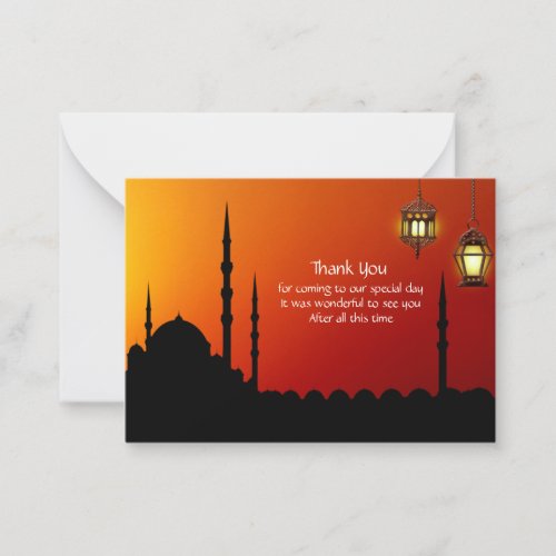 The Silhouette Of Mosque Thank You Card