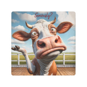 The Silly Cow - "Seriously?" Funny Quote Design Metal Print