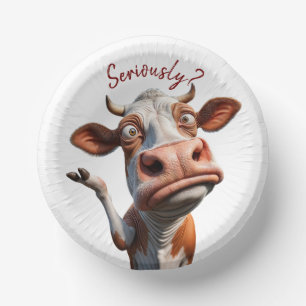 The Silly Cow - "Seriously?" Funny Quote Design Paper Bowls