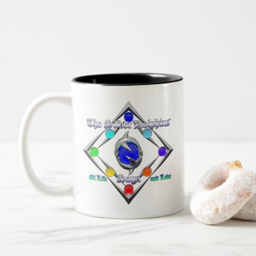 The Silver Dolphins Saga Of Life and Love Logo Cof Two_Tone Coffee Mug