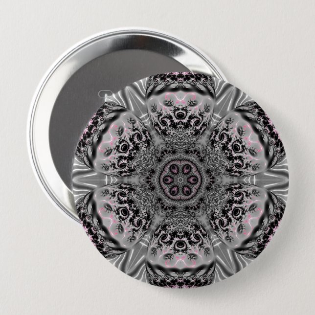The Silver Fractal Garden Button (Front & Back)