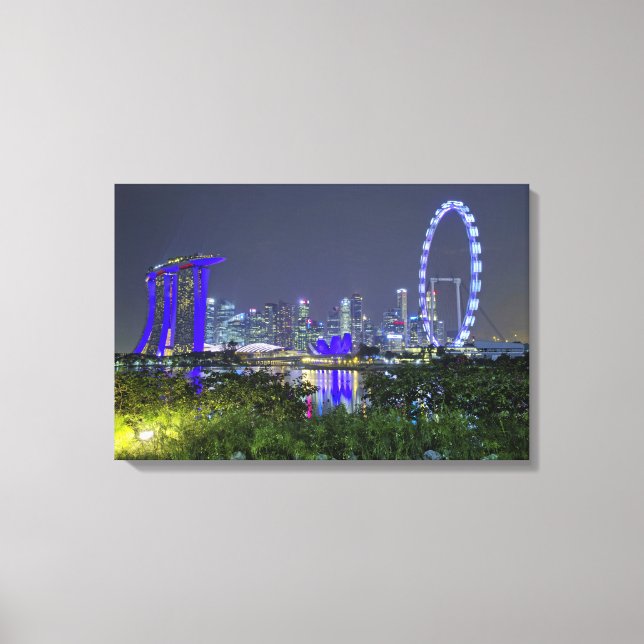 The Singapore Skyline by Night Canvas Print (Front)