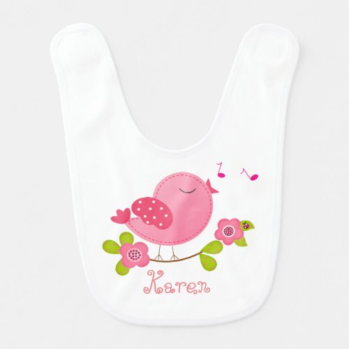 The Singing Birdie Custom Name Baby Bib